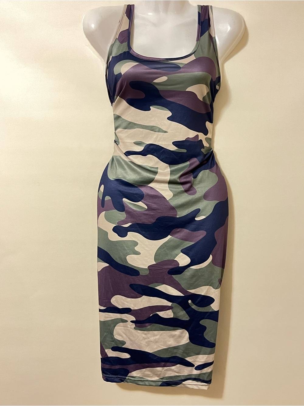 Women’s Camo Print Midi Body-con Dress XL NWOT